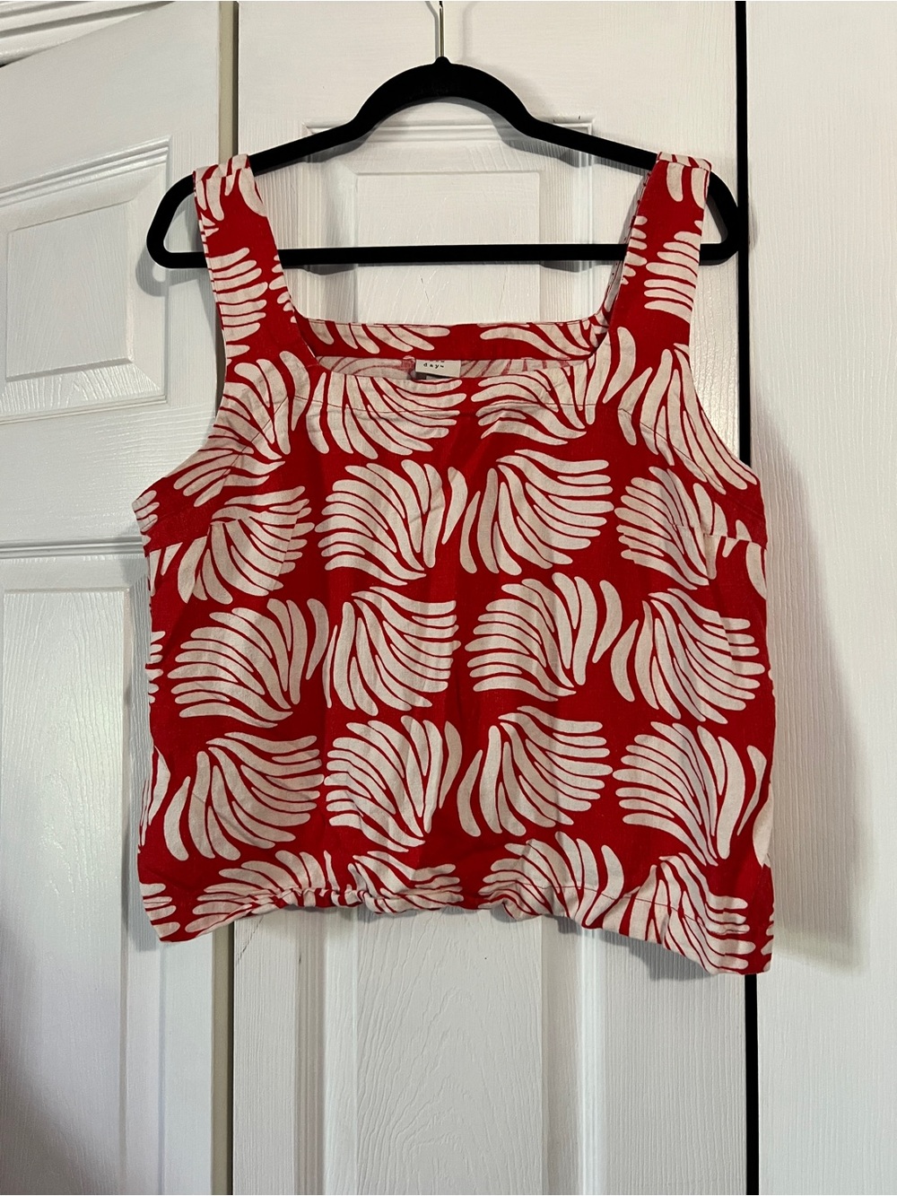 a new day Red Tank Top with White Swirl Print
